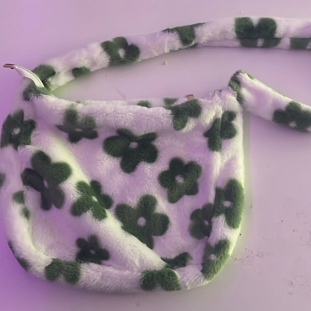 Soft green and white flower crossbody bag